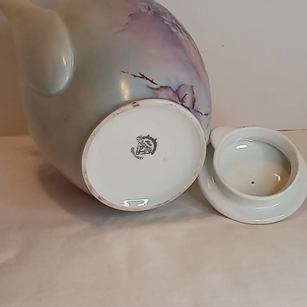 Vintage German Plankenhammer Floss Bavarian Porcelain 3 PC Teapot Sugar Creamer
